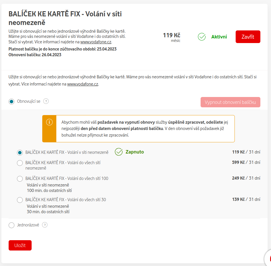 Jak zrušit balíček Vodafone?
